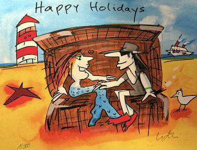 Happy Holidays, Siebdruck, 56 x 42 cm, 2.000 Euro Happy Holidays, Siebdruck, 56 x 42 cm, 2.000 Euro
