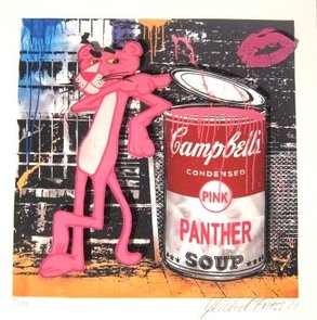 Pink Panther Soup (3D-Grafik), Siebdruck auf Büttenpapier, 23 x 23 cm Pink Panther Soup (3D-Grafik), Siebdruck auf Büttenpapier, 23 x 23 cm