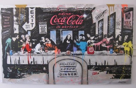 Last Supper, Handsiebdruck auf Aluminium, 150 x 90 cm, 5.800 Euro Last Supper, Handsiebdruck auf Aluminium, 150 x 90 cm, 5.800 Euro