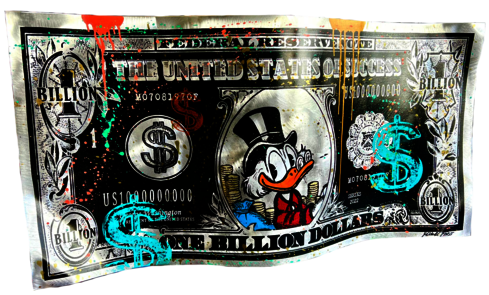 Dagobert Duck dollar wave portrait black